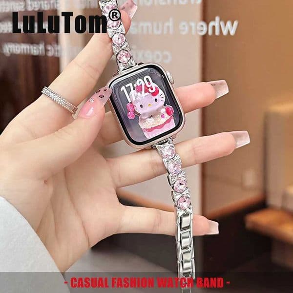 Bow-knot Zircon Diamond Bracelet Band for Watch 11 10 9 8 7 6 SE Ultra Metal Strap Iwatch Series 38 40 41 42 44 45 46 49mm X260514