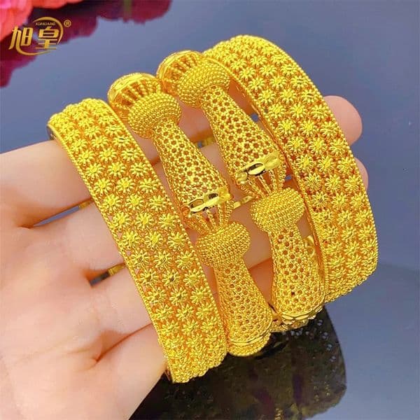 XUHUANG Dubai African y Gold Color Bangles 24K Jewelry Engagement For Women Bridal Wedding Bracelets Trend Jewellery Gifts 260514