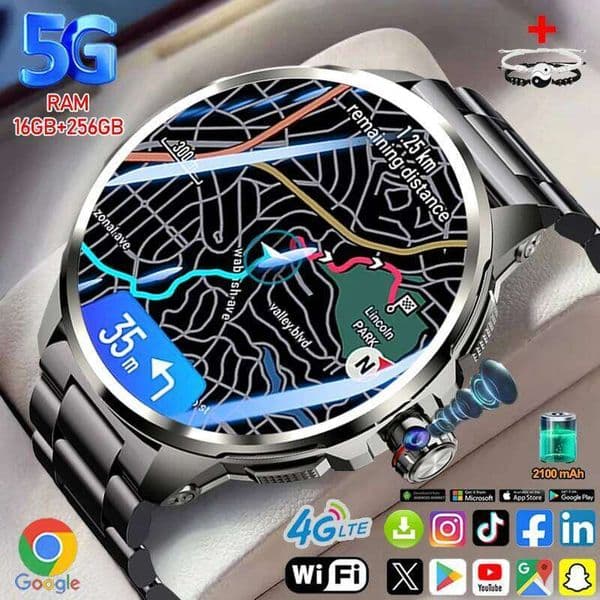 5G/4G Smart Watch 1.95 inch HD AMOLED 16GB+256GB RAM 190 Camera GPS WIFI Google Download Smartwatch 2100mah Battery Android 9.0 26L0515