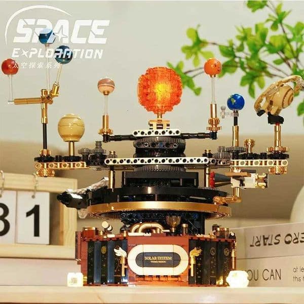 MOC Space Solar system orbit planet Model Building Block Aerospace Ornament Brick Toys Christmas Gift For Children Desk DecorJ260515