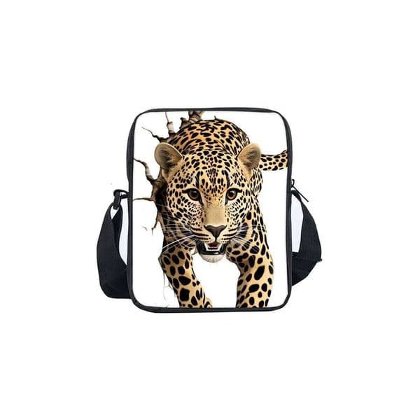 Leopard Breaks Through The Wall Single Sided Messenger for Boy/Girl Children Best Gifts 2D Flat Cartoon Casual Crossbody Bag