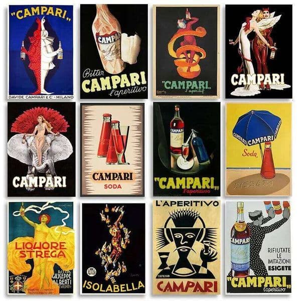 Vintage Campari Champagne Absinthe Ad Posters Classic Beverage Wall Art Canvas Prints for Home Bar Decor 26L0515