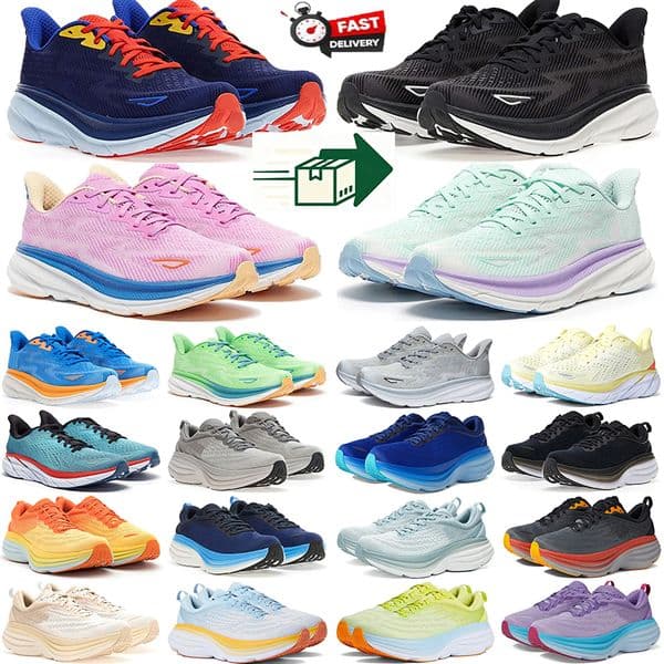 free shipping shoes designer triple black white blue grey Womens Mens clifton 9 Trainers Pear Outdoor bondi 8 Corn Free People Sports Sneakers