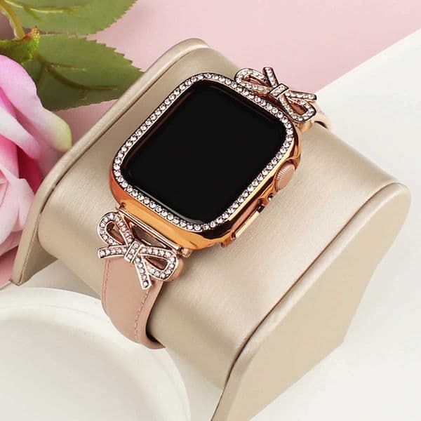 Bow strapDiamond case for Watch 40/41/42/44/45/46/49 For FashionElegant Womens iWatch series11 10 987 654 accessories X260514