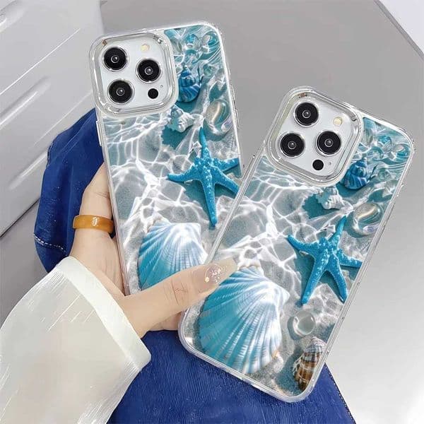 Beach Blue Ocean Element Lip Print Summer Phone Case For IPhone 16 15 14 13 12 11 Pro Max XS X XR 7 8 Plus SE 2022 16e 16 Cover Z260514