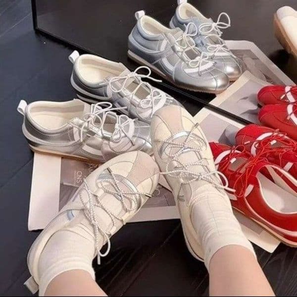 silver Mary Jane slip-on shoes soft soles that don't tire the feet, new model with 3.5cm internal height increase, ballet-style trainers