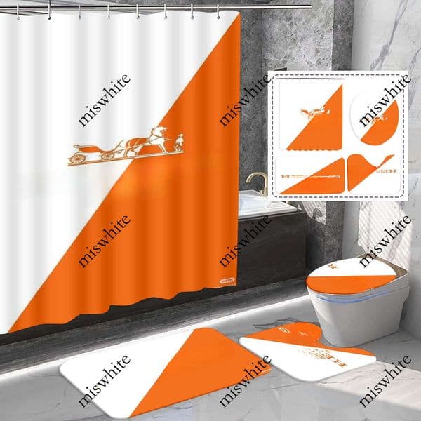 4PCS High Grade Bathroom Accessory Set Anti-Peeping Shower Curtain, Non-Slip Floor Mats, Deodorant Mat
