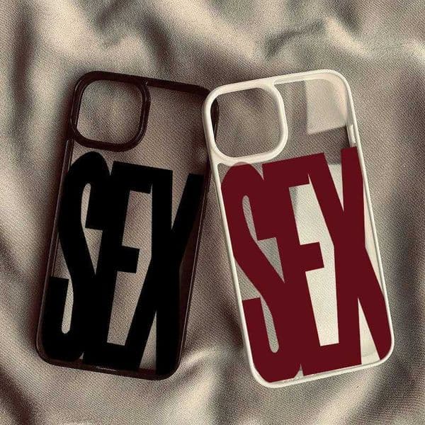 Simple Wine Red Black Letters Sex Pattern Phone Case For iPhone 17 Air 16 15 13 14 12Mini 11 Pro Max XS XR 7 8Plus Clear Cover C260515