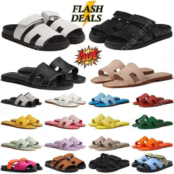 Cheap Designer sandals women slippers flat slides sliders triple black white brown slide womens ladies outdoor shoes leather sneakers trainers Size 35-42