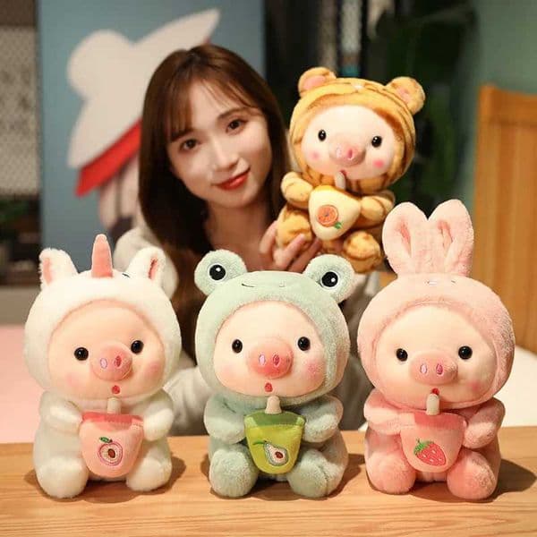 Bubble Pig Plush Pillow Milk Tea Pig Dressed Up As Frogs Tigers Rabbits Bunny Cute Plush Pillow Gifts for Boy Girl Kid Toy Gift Z260515