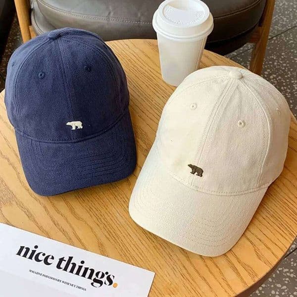 Unisex Embroidery Polar Bear Baseball Cap Solid Color Wide Brim Hip Hop Snapback Caps Cotton Visor Hats Women and Men 26W0515