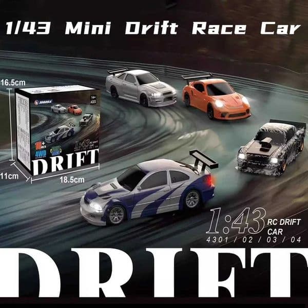 24G RC Drift Car 1/43 4WD Remote Control Car High Speed Four Wheel Drive Radio Controlled Mini Racing Car Model Boys Toys Gifts L260515Y8MD