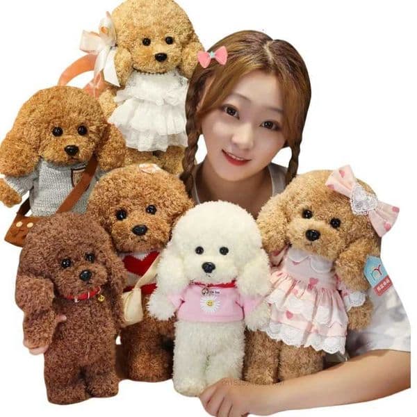 35CM New Cute Teddy Dog Plush Toys Stuffed Dress Animal Soft Lifelike Brown Dog Dolls Cartoon Plushies Girl Birthday Gifts DecorJ260515