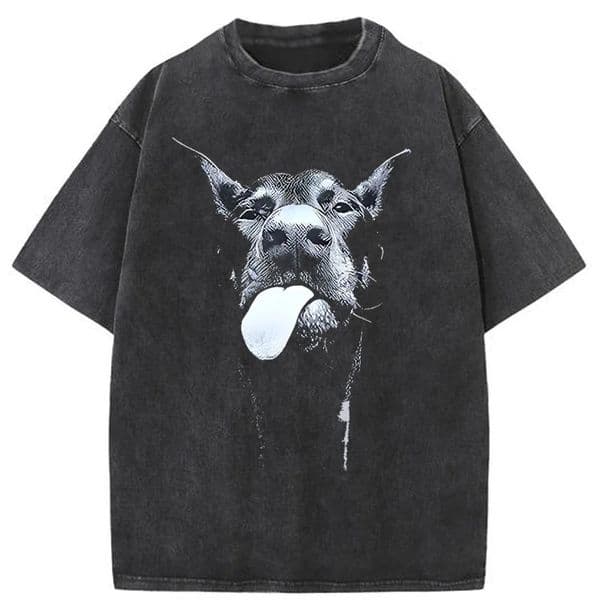 Men Gothic Letter Dog Printed T-Shirt Hip Hop Streetwear Punk Summer Vintage Washed Oversized T Shirts Tops men clothing 260514