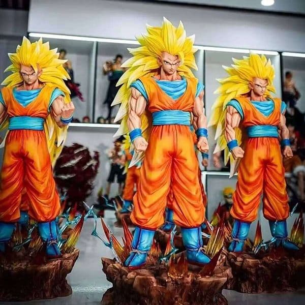 35cm/13.78inch Dragon Ball Z Son Ssj3 Figure LED base Super Saiyan 3 Goku Pvc Action Figures Collection Model Toys Gifts 26Y0515