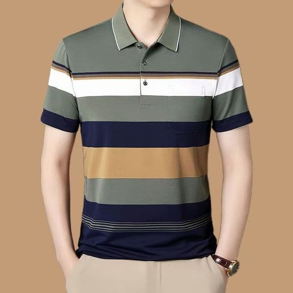 Polo Shirt Short-sleeve T-shirt Polo For Men New Summer Striped Hoodie Business Casual Versatile Trendy Fashion Designer T-shirt Men's POLO Shirt