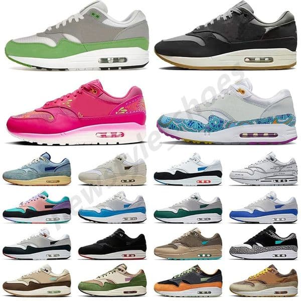 2026 Desianer OG 1 Running Shoes Top Men Women 87 Sneakers Big Head Origins chlorophyl Patta Black White Barogue Brown Cushion Dust Wolf Grey Tennis Sports 15