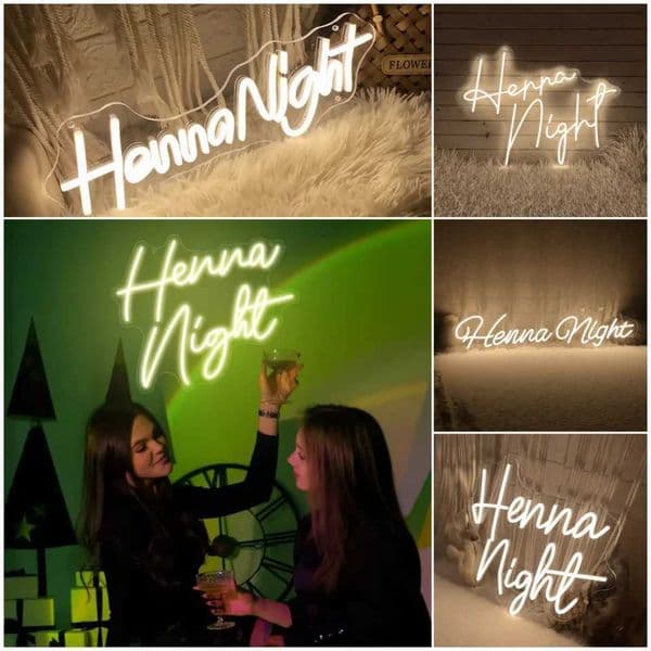 Henna Night LED Neon Sign Customized - Henna Party Lighting Henna Day Decoration for Bridal Shower Wedding Background Wall Art X260514