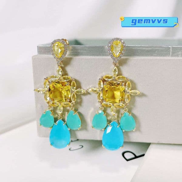 Fresh Fashionable Water Drop-Shaped Geometric Tassel European And American Micro-Inlaid Moissanite Earrings Trendy Jewelry Factory Wholesale Jewelry