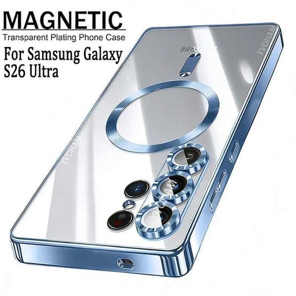 Luxury Transparent Plating Phone Case For Samsung Galaxy S26 25 24 23 Ultra Plus For Magnetic Protection Cover C260515