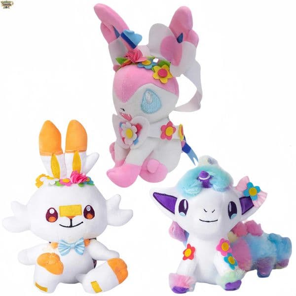 Pokemon SwordShield Plush Toys Pikachu Sylveon Ponyta Eevee Scorbunny Stuffed Doll Kawaii Sobble Grookey Toys Anime Doll Gifts L260515ENRG