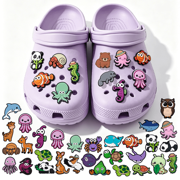 Cartoon Animal Shoe Charms Zoo Ocean Bird Turtle Dolphin Panda Cute PVC Clog Accessories for Kids