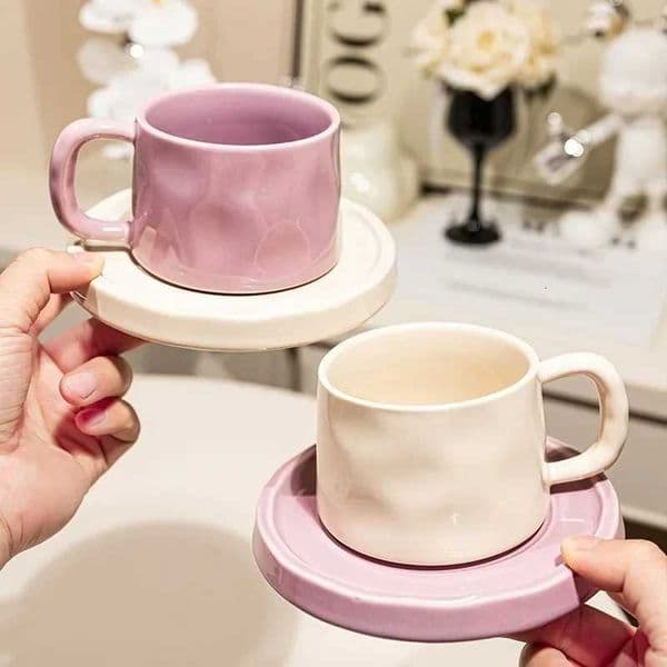 Ceramic Mugs Cute Coffee Cups and Saucers Creative Exquisite Afternoon teacup Breakfast Milk Mug Girl Gift Coffee Cup Water cupsJ260515