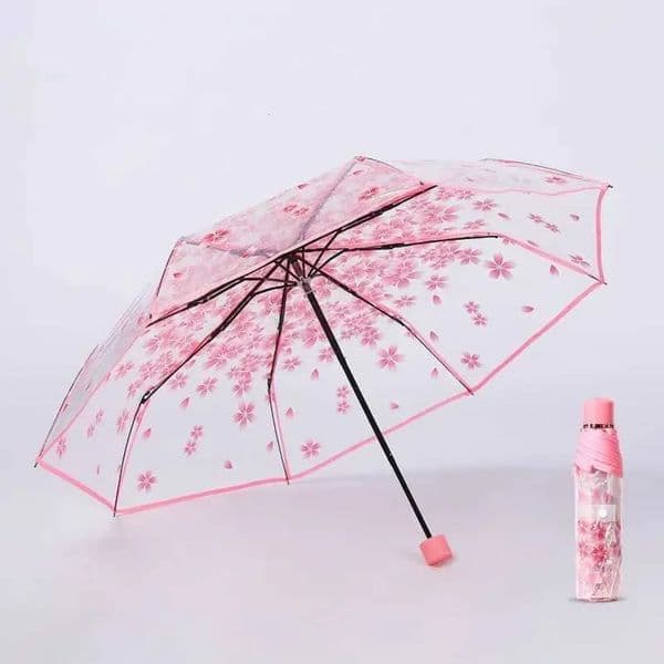 Luxury room Designer Decor New Transparent Sakura Anti-Literature Folding Umbrella Wind And Water Resistant Decoration For Home 16
