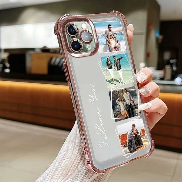Customized Photo Electroplated Phone Case For iPhone 17 16 15 14 13 12 11 Pro Max Plus Air 16e 17e Shockproof Clear Back Cover C260515
