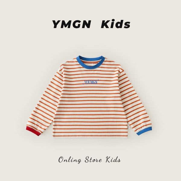 Youmian Guangnian Childrens Clothing 2026 Spring Childrens Striped Sweatshirt for Boys and Girls Korean Style Versatile Casual Long Sleeve Top L260515WA69