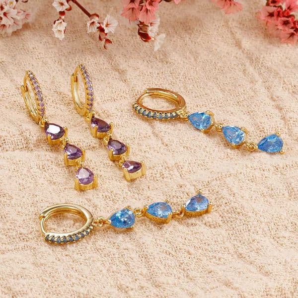 French Design Water Drop Ear Piercing Earrings Stainless Steel Crystal Hypoallergenic Womens Earring Daily Wear Jewelry Brincos Z260515