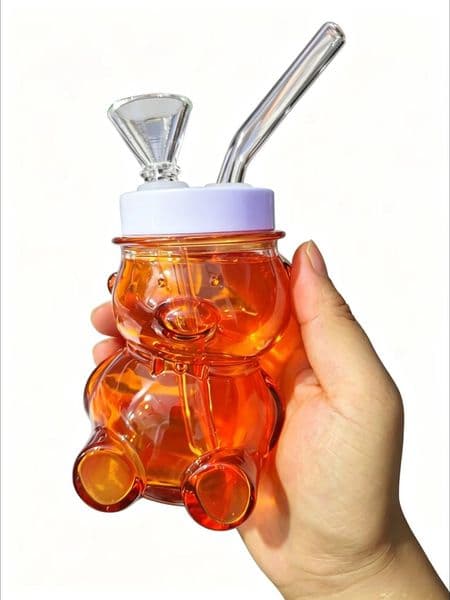 Wholesale Cute Bear Hookah Glass tobacco Bongs pipe Thick heady Glass Smoking Pipes colorful mini multi-colors Hand Pipes with Removable smoking bowl