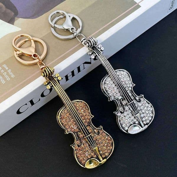 Vintage Guitar Violin Chain Creative Fashion Women's Bag Accessories Key Couple Pendant Small Gift J260514