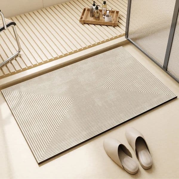 Wabi-sabi Style Super Absorbent Bath Mats with Non-slip Rubber Simple Bathroom Bathtub Mat Quick-Drying Floor Mats Easy-cleaning 260513