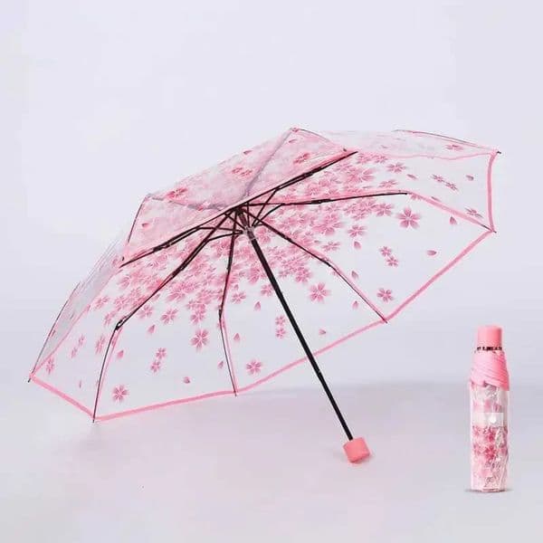 Luxury room Designer Decor New Transparent Sakura Anti-Literature Folding Umbrella Wind And Water Resistant Decoration For Home 14