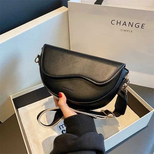 Fashion Small PU Leather Saddle Armpit Bags for Women Vintage Designer Shoulder Crossbody Bag Small Flap Purse and Handbags H260515