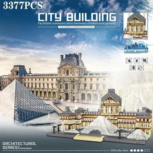 3377PCS Louvre Model Building Blocks World Famous Attractions Architectural Model Bricks Desktop Decoration Toys Gifts For AdtJ260515