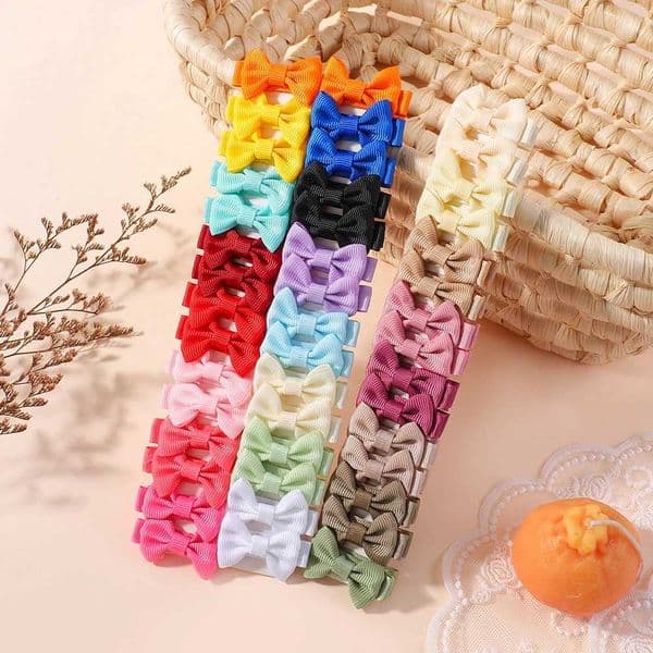 10pcs/Set Mini Hair Bow Clips for Baby Girls Cute Dopamine Color Handmade Bowbots Hairpins Lovely Headwear Kid Hair Accessories L260515