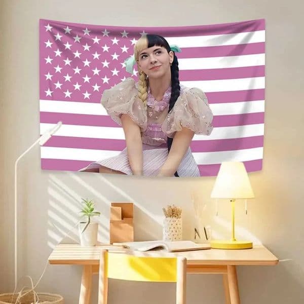 Luxury room Designer Decor Melanie Martinezs USA Flag Tapestry Pop Singer Home Decor Wall Hanging Dorm Backdrop Party Concert Banner Decorat 24