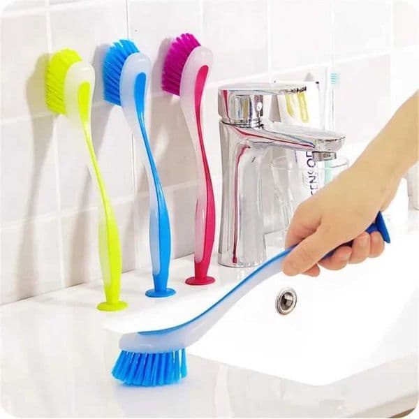 1pc Pot Cleaning Brush Vertical Multifunction Kitchen Suction Cup Type Sink Scrub Long Handle L260516