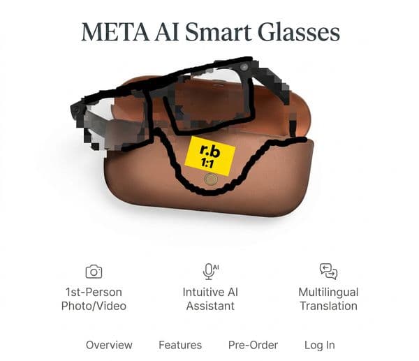 META Glasses With Camera,With Charging Case Smart Glasses 8MP Camera, AI Real-time Translation, Music, Bluetooth Call,Connect to the APP, supporting iOS and Android thumbnail 2