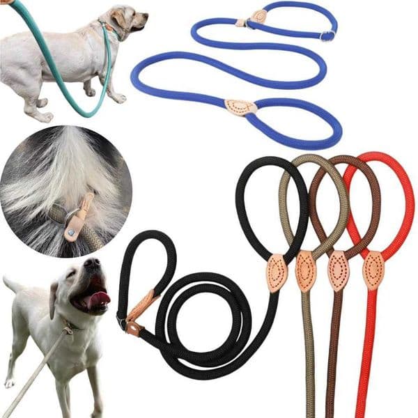 15M/18M Dog Leash Slip Rope Lead Leash Heavy Duty Braided Rope Adjustable Loop Collar Training Leashes for Medium Large Dogs C260516