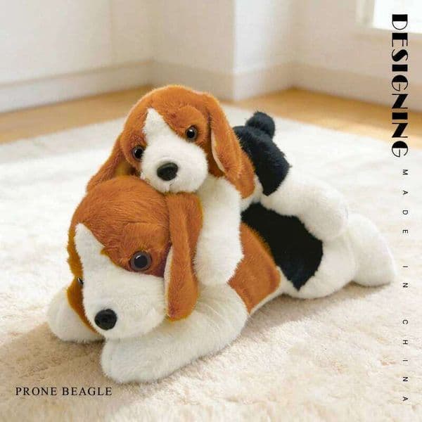 26/38cm Lying Beagle Stuffed Dog Plush High Quality Pet Huggable Pillow Zoo Souvenir Home Decro
