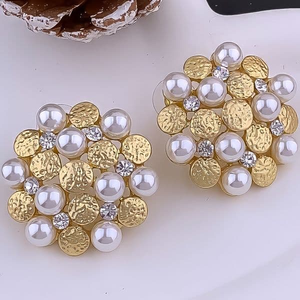 Earrings Designer Earrings Women 18K Gold Plated Earring Vintage Molten Pearl Pave Stud Earrings Luxury Jewlery Designer for Women Elegant Gift