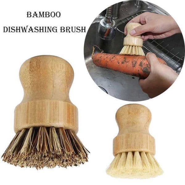 Bamboo Dishwashing Brush Natural Sisal Wooden Handle High Density Bristles for Cast Iron Pans Pots Dishes Fruits Vegetables Clea L260516