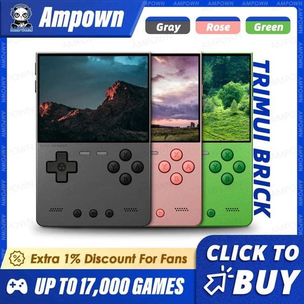 TRIMUI BRICK Hammer Handheld Game Console 32IPS Screen CNC Aluminum Alloy A133P Linux OS LED Lighting Keycap Palyer Gift Z260516
