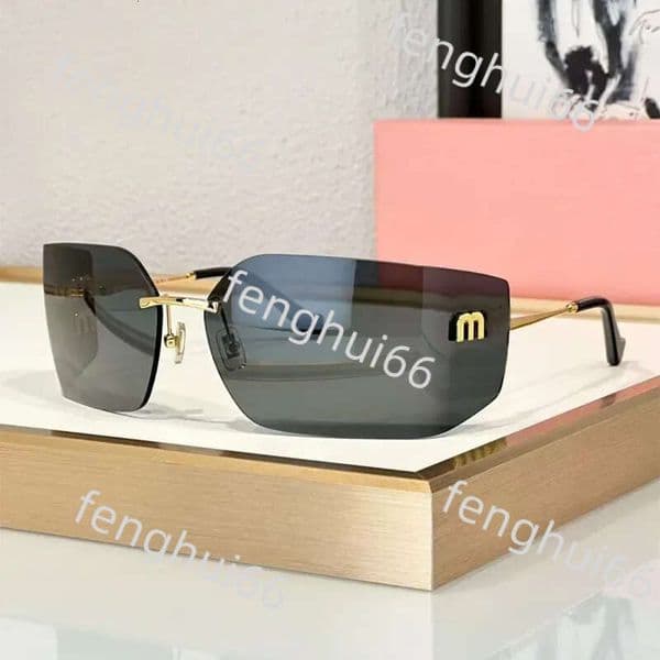 Designer Sunglasses Women Trend Frameless Curved Surface Lens Glasses Women's Luxury Cat Eye Shades Sun Glasses For Women Y2k Spicy Girl With Box C2b