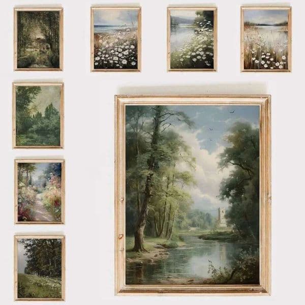 Vintage Countryside Wall Art Print Retro Rustic Spring Natural Views Canvas Painting Landscape Poster Picture Home Decor 26Y0516