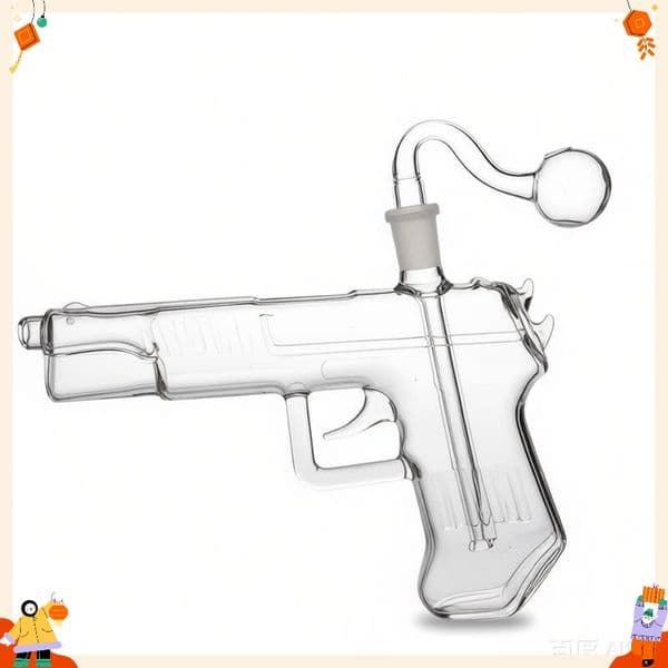 Wholesale Portable Gun hookahs Smoking pipes glass oil burner bongs bubbler with downstem water tobacco pipes hand pipe with 14mm male glass oil banger bowl