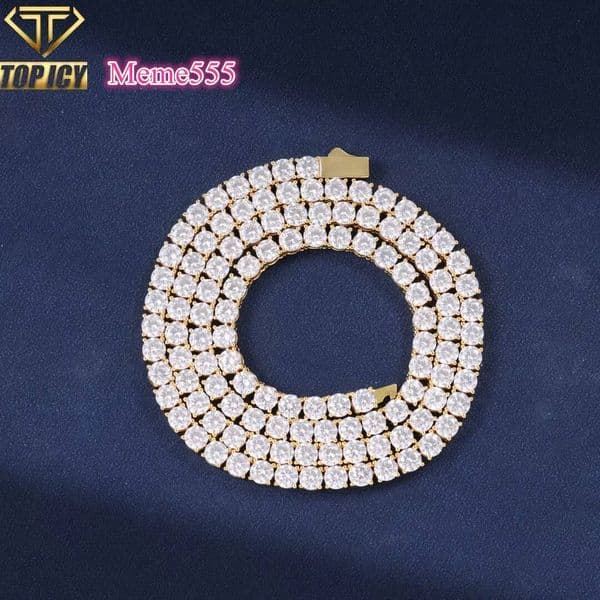 Pass Diamond Tester Moissanite Chain Iced Out 925 Silver Moissanite Bracelet Tennis Chain Spring Clasp VVS D Moissanite Tennis